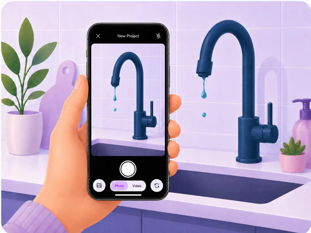 Phone scanning a leaky faucet